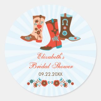 Cowgirl Boots Favor Sticker