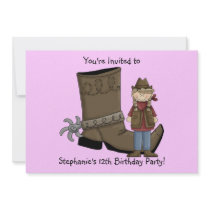 Cowgirl Boots & Spurs - Birthday Girl Celebration Invites