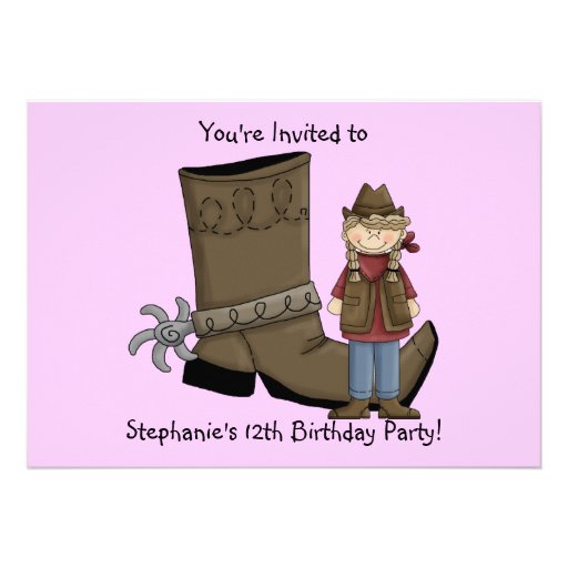 Cowgirl Boots & Spurs - Birthday Girl Celebration Invites
