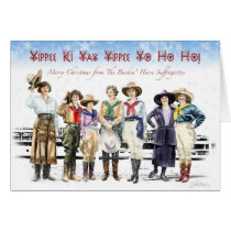 Cowgirl Buckin' Horse Suffragette Christmas cards