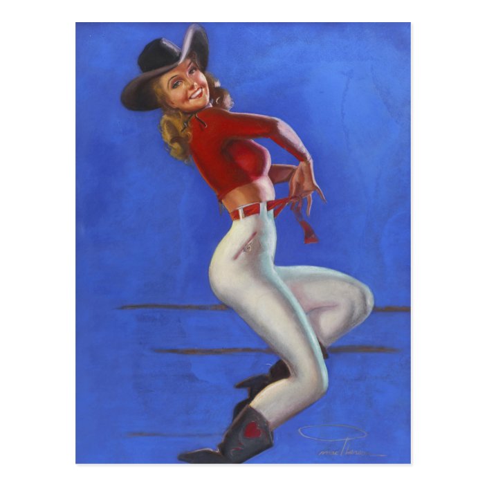 Cowgirl Circa 1950 Pin Up Art Postcard Zazzle