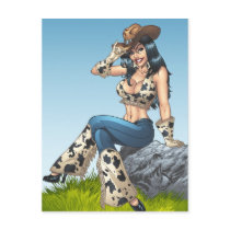 Cowgirl Country Girl Cow-print Chaps by Al Rio Postcard