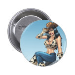 Cowgirl Country Girl Postage Stamp 2 by Al Rio Pinback Buttons