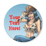 Cowgirl Country Girl Postage Stamp 2 by Al Rio Magnets