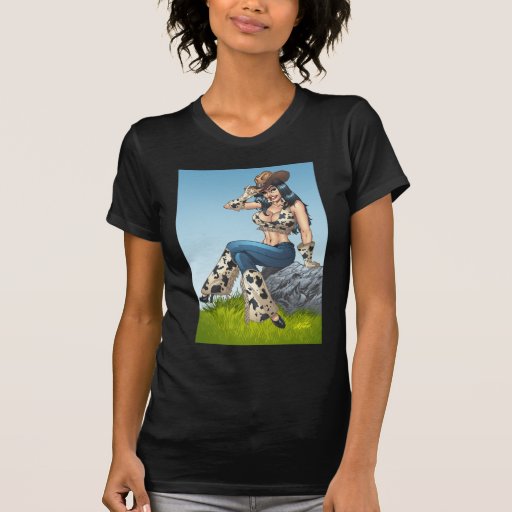 Cowgirl Country Girl Postage Stamp 2 by Al Rio Tee Shirts