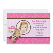 Cowgirl Cow girl western photo birthday invitation