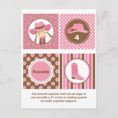 Cowgirl Cupcake Toppers Postcards