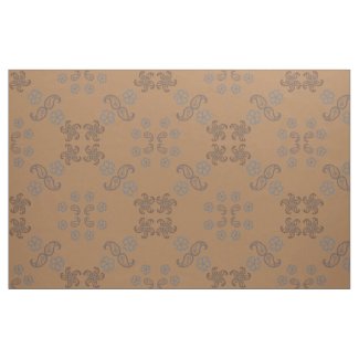 Cowgirl Dancing Paisley Flowers Blue Brown Fabric