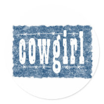 Cowgirl - Faded Blue Background stickers