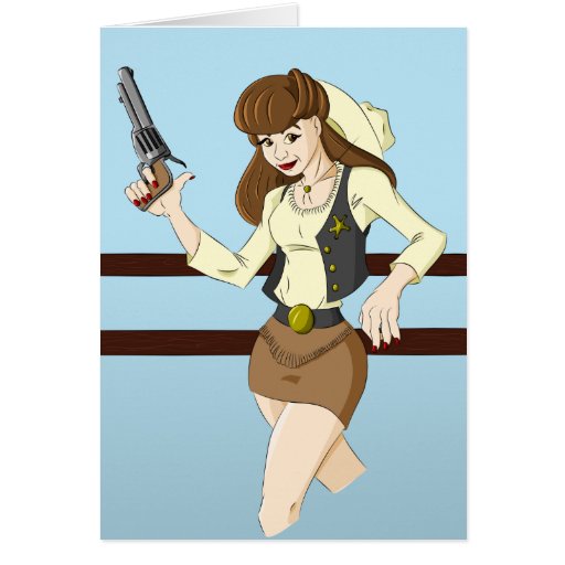 Cowgirl Gunslinger Greeting Card