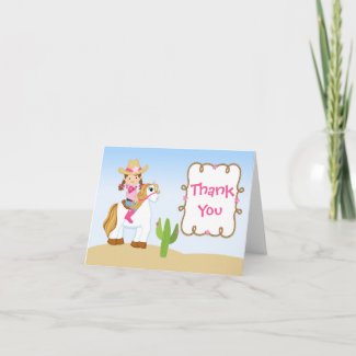 birthday party invitations horse
 on Cowgirl Horse Birthday Party Thank You Card by eventfulcards