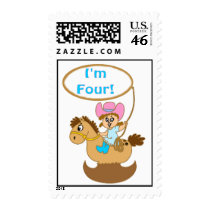 cowgirl I'm four Postage Stamp