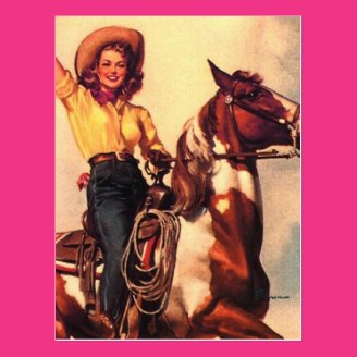 Cowgirl on Her Horse Postcard