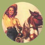 Cowgirl on Her Horse Round Sticker Cowgirl on Her Horse Round Sticker