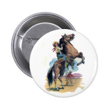 Cowgirl on Horse Pinback Button