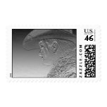 Cowgirl on silver metallic background postage stamps