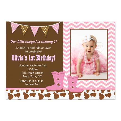 Cowgirl Photo Birthday Invitations (front side)