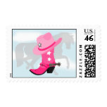 Cowgirl Pink Boot, Hat and Horse Western Design Postage Stamps