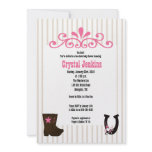 Cowgirl Pink Trendy Cowboy Boot Country Invitation