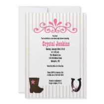 Cowgirl Pink Trendy Cowboy Boot Country Invitation