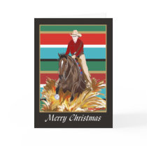 Cowgirl Reinging Horse Blank Christmas Card by kimd43 Cowgirl Reinging Horse Blank Christmas Card