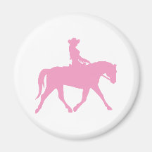 Cowgirl Riding Her Horse (pink) Fridge Magnet