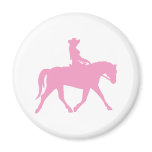 Cowgirl Riding Her Horse (pink) magnets