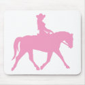 Cowgirl Riding Her Horse (pink) mousepads
