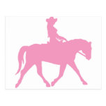 Cowgirl Riding Her Horse (pink) Post Cards
