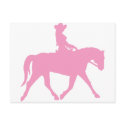 Cowgirl Riding Her Horse (pink) postcards
