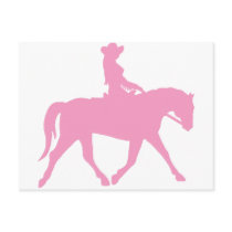 Cowgirl Riding Her Horse (pink) postcards by dogsandhorses Cowgirl Riding Her Horse (pink) postcards