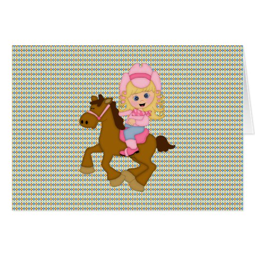 Cowgirl Riding Horse (pink) Cards