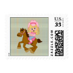 Cowgirl Riding Horse (pink) Stamps
