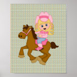 Cowgirl Riding Horse (pink) Poster