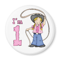 Cowgirl Roper 1st Birthday Magnet