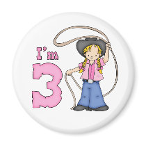 Cowgirl Roper 3rd Birthday Magnet