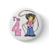Cowgirl Roper 4th Birthday buttons by Kewlkids Cowgirl Roper 4th Birthday buttons