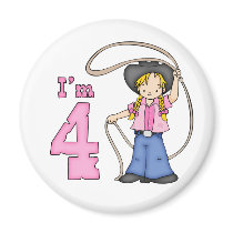 Cowgirl Roper 4th Birthday Refrigerator Magnets