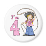 Cowgirl Roper 4th Birthday Refrigerator Magnets