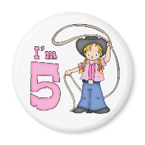 Cowgirl Roper 5th Birthday Fridge Magnets