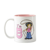Cowgirl Roper 5th Birthday Coffee Mugs