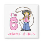 Cowgirl Roper 6th Birthday Fridge Magnet