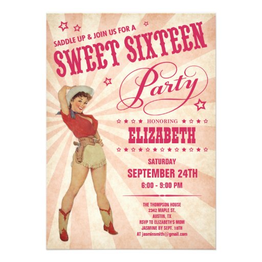 Cowgirl Sweet 16 Party Invitations