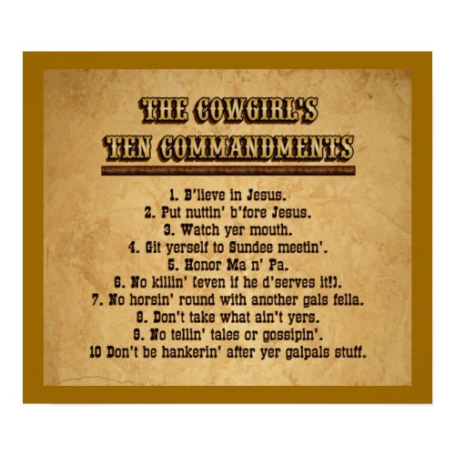 Cowgirl Ten Commandments print