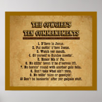 Cowgirl Ten Commandments Posters