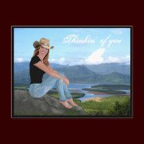 Cowgirl Thinkin' of you Postcard postcards