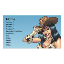 cowgirl, cowboy, hat, tipping hat, illustration, pinup, art, al rio, Business Card with custom graphic design
