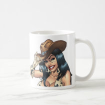 cowgirl, cowboy, hat, tipping hat, illustration, pinup, art, al rio, Mug with custom graphic design