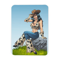 cowgirl, cowboy, tipping, illustration, pinup, al rio, art, cute, cowprint, cowboy hat, [[missing key: type_fuji_fleximagne]] with custom graphic design