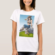 cowgirl, cowboy, hat, tipping hat, illustration, pinup, art, al rio, Shirt with custom graphic design